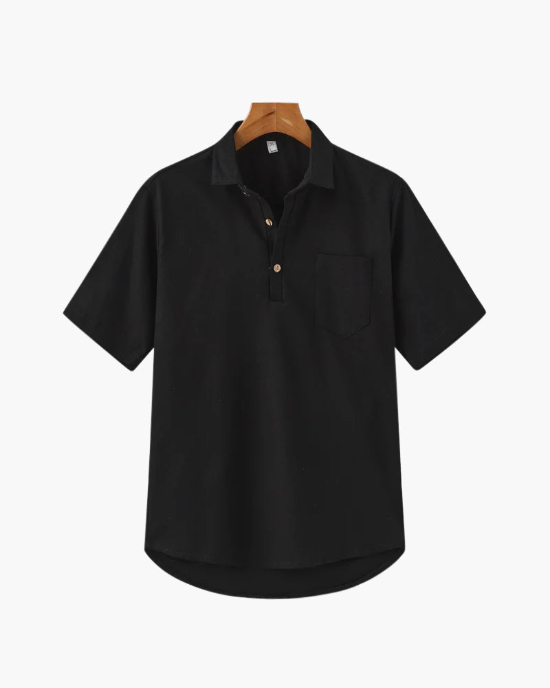 Casablanca Men's Lightweight Linen Polo Shirt - Breathable, Relaxed Fit, Summer Essential
