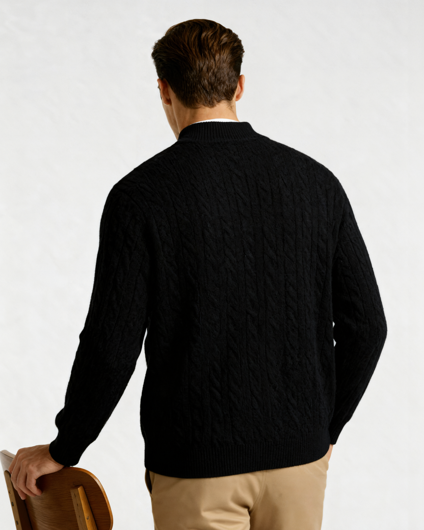 Luxurious 100% Cashmere Woven Half-Zip Sweater – Soft, Durable Men's Pullover