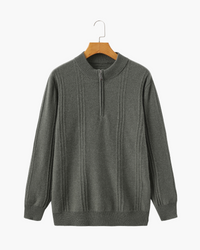 Luxurious 100% Cashmere Ribbed Half-Zip Sweater for Men – Ultimate Comfort Style