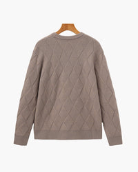 Timeless Diamond Knit Crewneck Sweater - Premium Wool Blend for Men