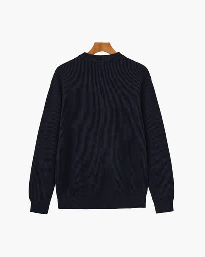 Classic Men's Rib Knit Crewneck Sweater - Soft Wool Blend Luxury Apparel