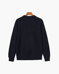 Classic Men's Rib Knit Crewneck Sweater - Soft Wool Blend Luxury Apparel