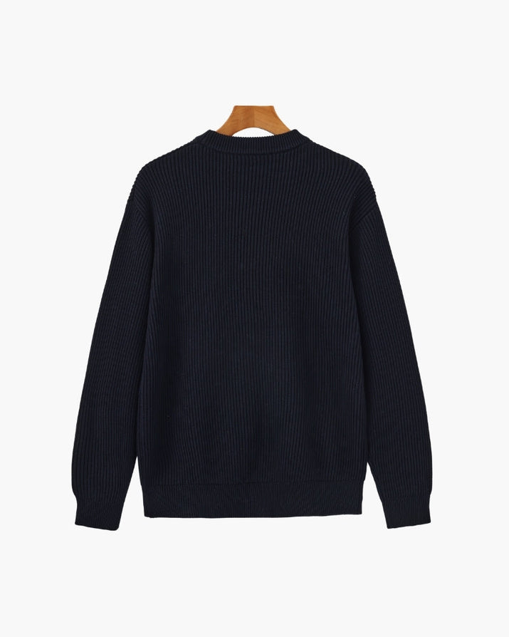 Classic Men's Rib Knit Crewneck Sweater - Soft Wool Blend Luxury Apparel