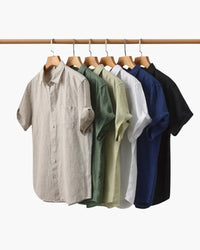 Men's Breathable Short Sleeve Linen Shirt - Relaxed Fit, Summer Comfort