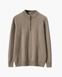 Luxurious 100% Cashmere Ribbed Half-Zip Sweater for Men – Ultimate Comfort Style