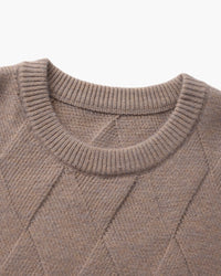 Timeless Diamond Knit Crewneck Sweater - Premium Wool Blend for Men