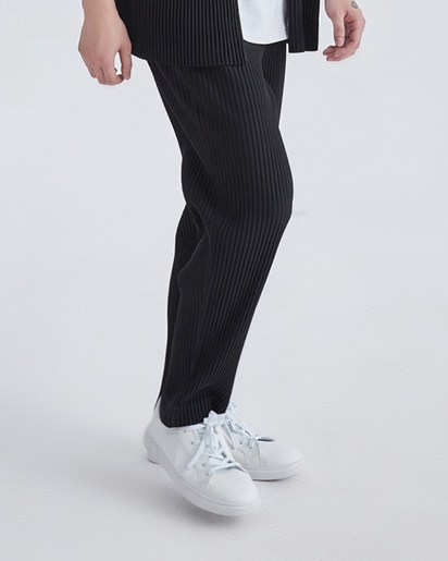 Comfortable Ribbed Cotton Blend Pantalon: Lightweight, Relaxed Fit, Breathable Men's Trousers