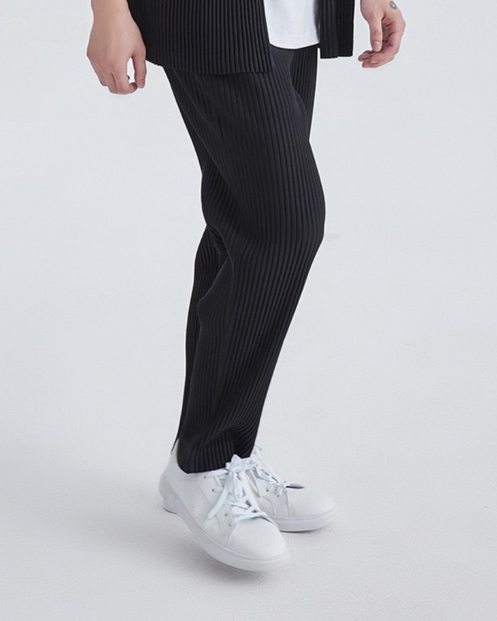 Comfortable Ribbed Cotton Blend Pantalon: Lightweight, Relaxed Fit, Breathable Men's Trousers