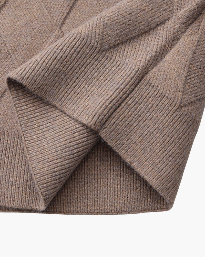 Timeless Diamond Knit Crewneck Sweater - Premium Wool Blend for Men