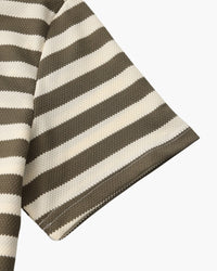 Men's Shoreline Striped Ribbed Knit Polo Shirt - Elevated Coastal Style