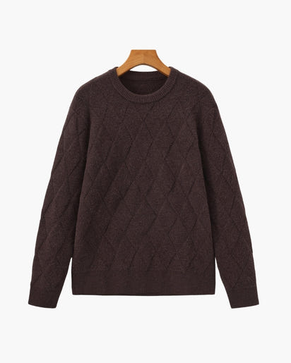 Timeless Diamond Knit Crewneck Sweater - Premium Wool Blend for Men