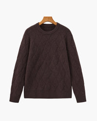 Timeless Diamond Knit Crewneck Sweater - Premium Wool Blend for Men