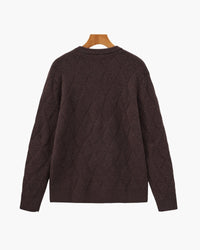 Timeless Diamond Knit Crewneck Sweater - Premium Wool Blend for Men