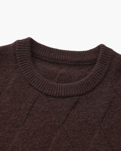 Timeless Diamond Knit Crewneck Sweater - Premium Wool Blend for Men