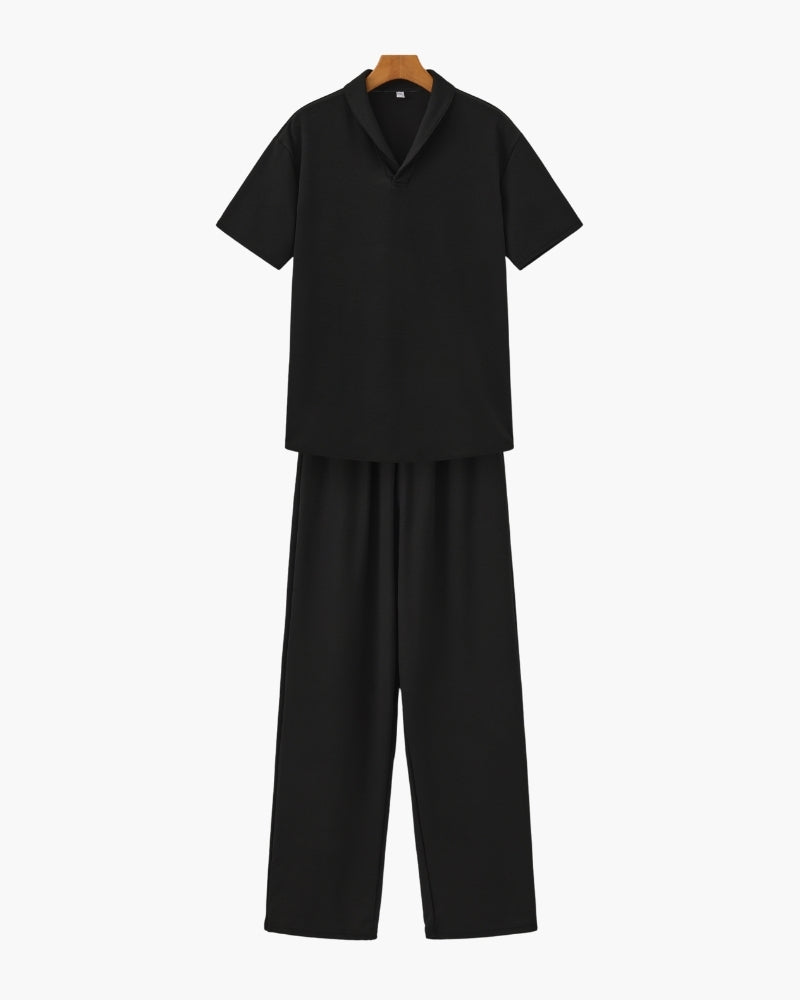 Men's Premium 100% Cotton Polo & Pant Set - Stylish Casual Loungewear