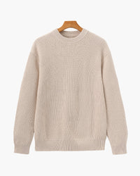Classic Men's Rib Knit Crewneck Sweater - Soft Wool Blend Luxury Apparel