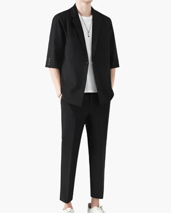 Men's Elegant Smart Casual 2-Piece Suit Set - Jacket and Trousers