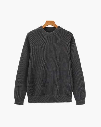 Classic Men's Rib Knit Crewneck Sweater - Soft Wool Blend Luxury Apparel