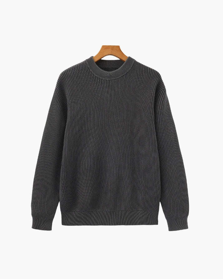 Classic Men's Rib Knit Crewneck Sweater - Soft Wool Blend Luxury Apparel