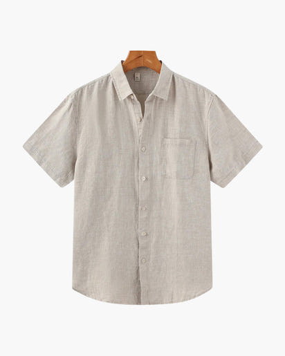 Men's Breathable Short Sleeve Linen Shirt - Relaxed Fit, Summer Comfort