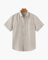 Men's Breathable Short Sleeve Linen Shirt - Relaxed Fit, Summer Comfort