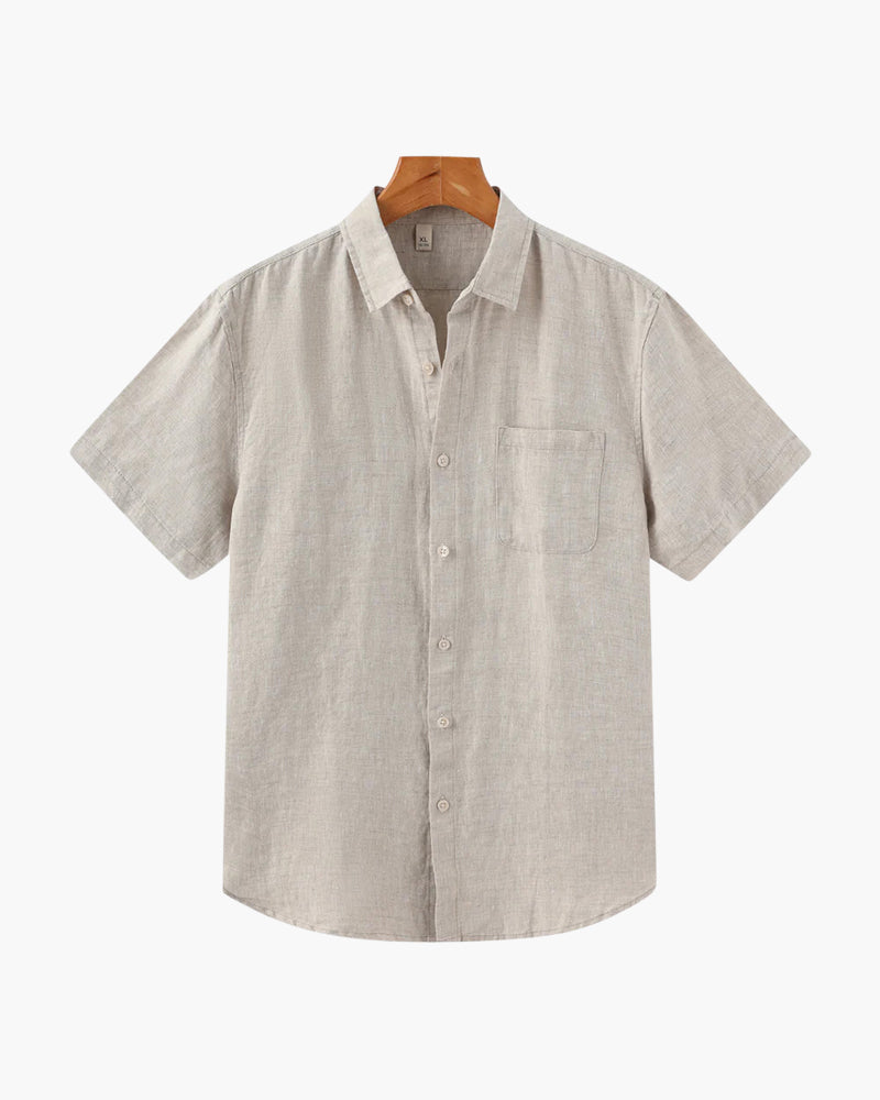 Men's Breathable Short Sleeve Linen Shirt - Relaxed Fit, Summer Comfort