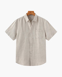 Men's Breathable Short Sleeve Linen Shirt - Relaxed Fit, Summer Comfort