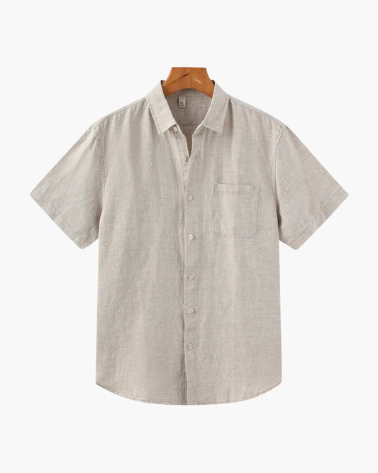 Men's Breathable Short Sleeve Linen Shirt - Relaxed Fit, Summer Comfort