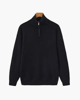 Men's Luxury Half-Zip Knit Pullover Sweater - Ribbed Texture, Cotton Blend