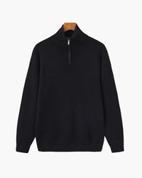 Men's Luxury Half-Zip Knit Pullover Sweater - Ribbed Texture, Cotton Blend
