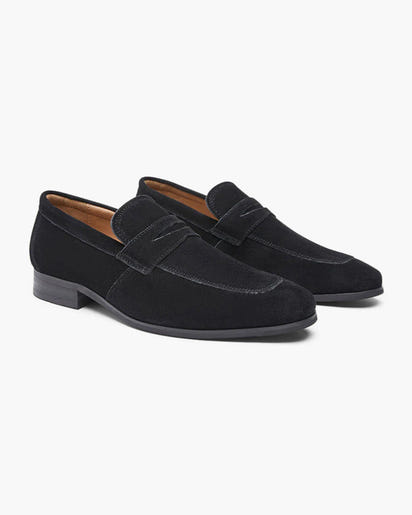 Premium Suede Penny Loafers: Elegant Men's Slip-On Dress Shoes for Comfort