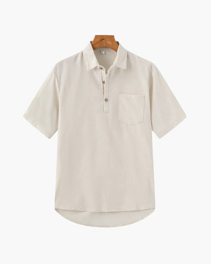 Casablanca Men's Lightweight Linen Polo Shirt - Breathable, Relaxed Fit, Summer Essential