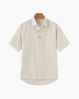 Casablanca Men's Lightweight Linen Polo Shirt - Breathable, Relaxed Fit, Summer Essential