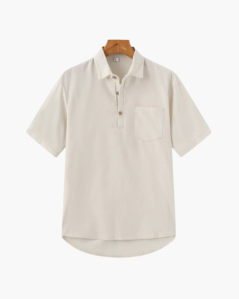 Casablanca Men's Lightweight Linen Polo Shirt - Breathable, Relaxed Fit, Summer Essential