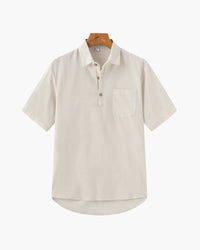 Casablanca Men's Lightweight Linen Polo Shirt - Breathable, Relaxed Fit, Summer Essential