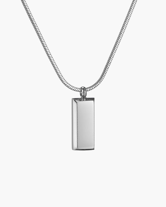Sleek Minimalist Polished Steel Axis Tag Pendant Necklace for Men
