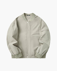 Men's Sleek Minimalist Bomber Jacket: Collarless, Zip-Front, Utility Pocket