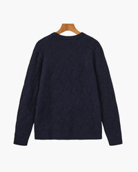 Timeless Diamond Knit Crewneck Sweater - Premium Wool Blend for Men