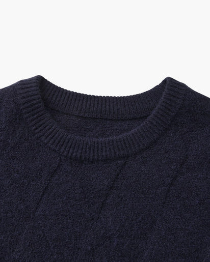 Timeless Diamond Knit Crewneck Sweater - Premium Wool Blend for Men