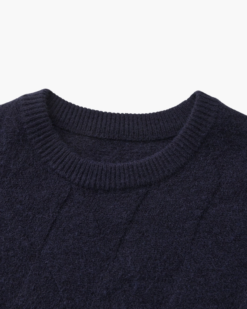 Timeless Diamond Knit Crewneck Sweater - Premium Wool Blend for Men