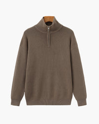 Men's Luxury Half-Zip Knit Pullover Sweater - Ribbed Texture, Cotton Blend