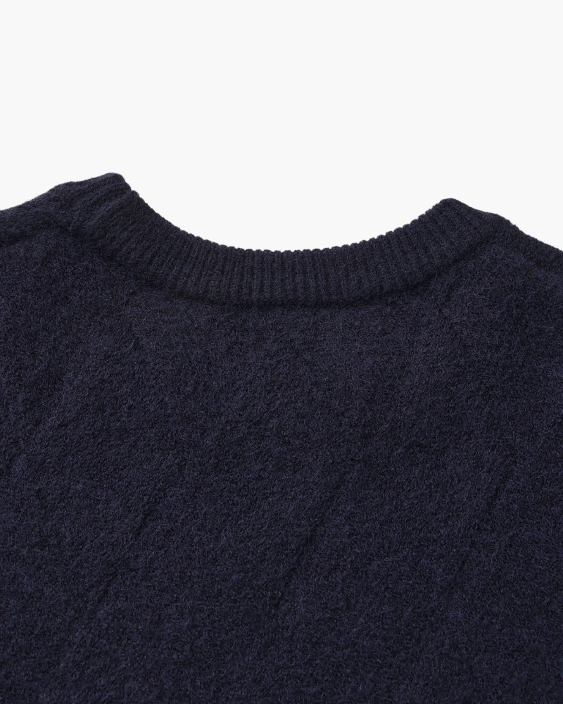 Timeless Diamond Knit Crewneck Sweater - Premium Wool Blend for Men