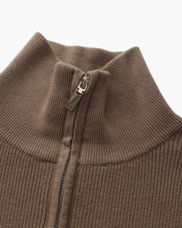 Men's Luxury Half-Zip Knit Pullover Sweater - Ribbed Texture, Cotton Blend