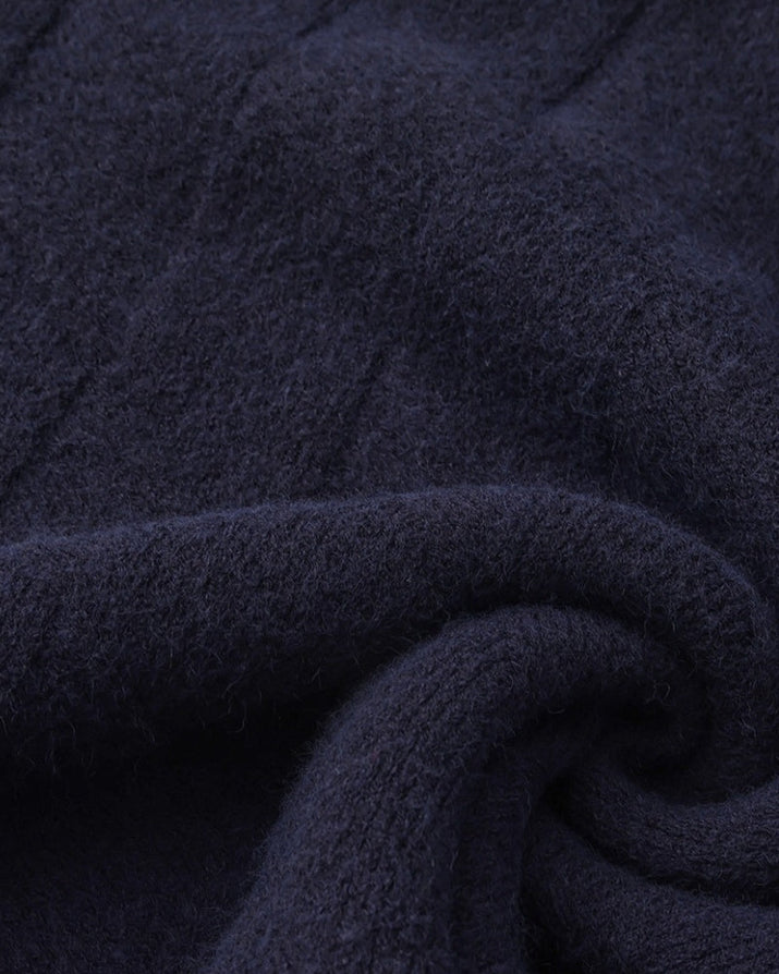 Timeless Diamond Knit Crewneck Sweater - Premium Wool Blend for Men