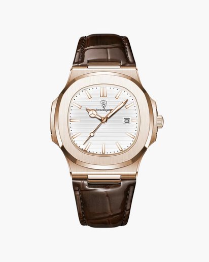 Lisbon Men's Elegant Leather Watch: Precision Stainless Steel Case, Chronograph Functions