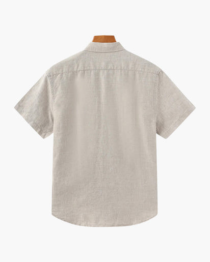 Men's Breathable Short Sleeve Linen Shirt - Relaxed Fit, Summer Comfort