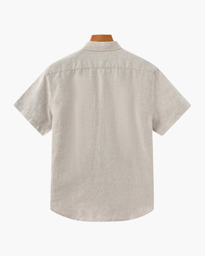 Men's Breathable Short Sleeve Linen Shirt - Relaxed Fit, Summer Comfort