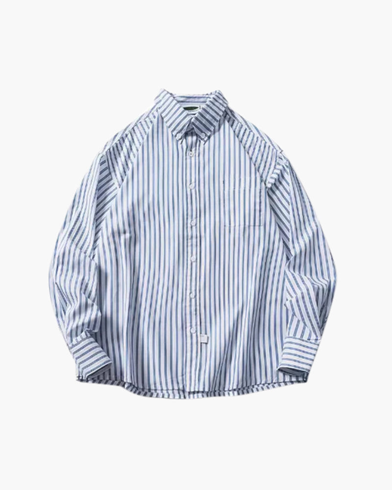 Comfortable Oversized Striped Cotton Shirt for Men - Modern Relaxed Fit Style
