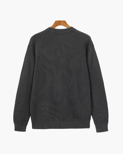Classic Men's Rib Knit Crewneck Sweater - Soft Wool Blend Luxury Apparel