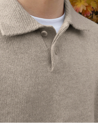 Luxurious Men's 100% Wool Half-Zip Pullover Sweater with Button Collar